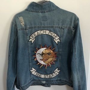 BOOMBOOM JEANS graphic distressed denim jacket